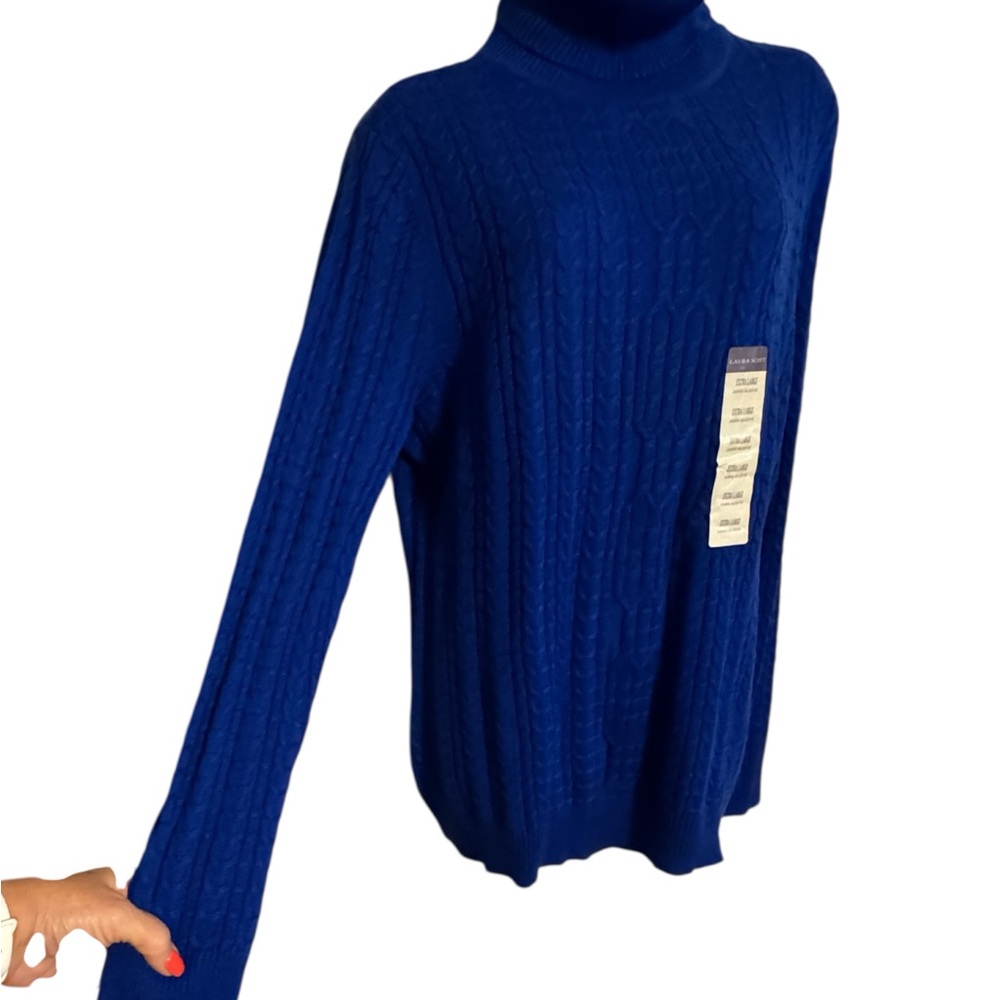 NWT BEAUTIFUL Royal Blue Turtleneck Sweater  XLARGE   #T - Picture 3 of 11